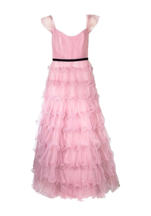 Marchesa Notte off-shoulder ruffled gown - Pink