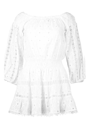 Temptation Positano Platani eyelet embroidered smock mini dress - White