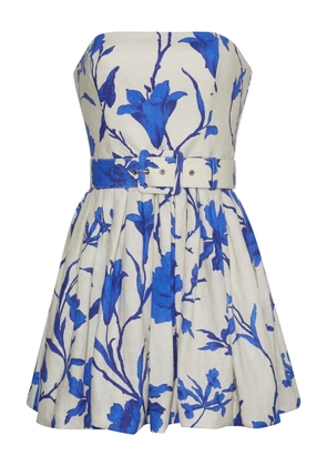 Cara Cara Swan floral belted mini dress - White