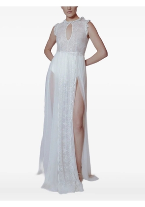 Lethicia Bronstein lace-pattern keyhole dress - White