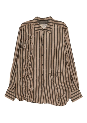 Ziggy Chen panelled striped shirt - Brown