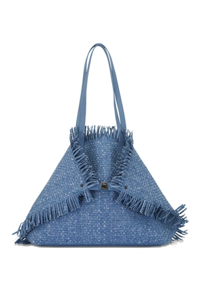 Akris medium fringed-edges woven tote bag - Blue