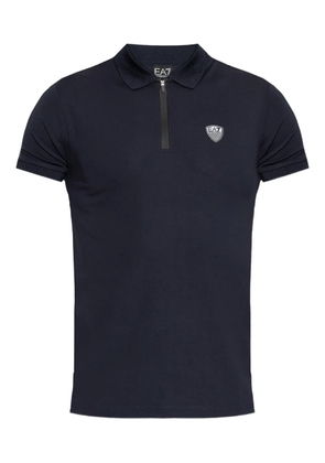 Ea7 Emporio Armani zip logo polo shirt - Blue
