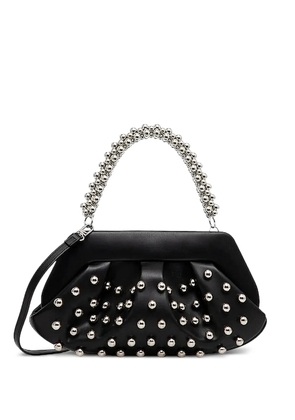 Themoirè beaded-handle studded clutch - Black