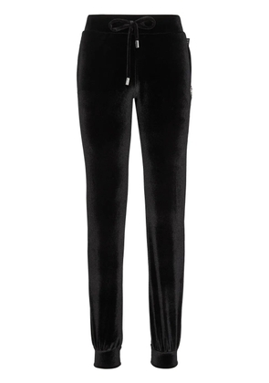 Philipp Plein logo-embellished velvet track pants - Black