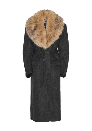ROTATE BIRGER CHRISTENSEN single-breasted faux-fur collar coat - Grey
