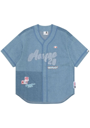 A BATHING APE® logo-appliqué denim shirt - Blue