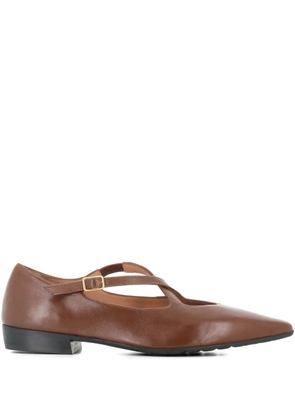 Tassinari leather buckle-strap flat pumps - Brown