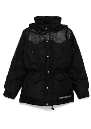 Mastermind World panel embroidered-logo padded jacket - Black