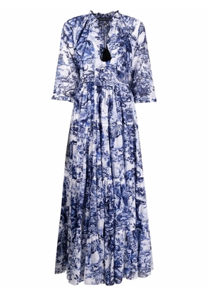 Samantha Sung embroidered midi shift dress - Blue