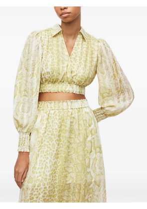 AllSaints Clara Noche shirred snake-print top - Yellow