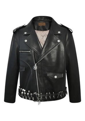 BIRTH OF ROYAL CHILD pin-detail leather biker jacket - Black