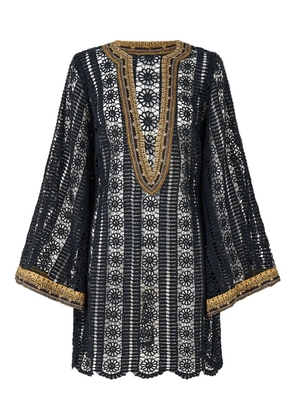 Camilla lace deep V-neck tunic - Black