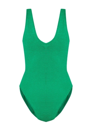 Hunza G Sadie crinkle V-neck swimsuit - Green