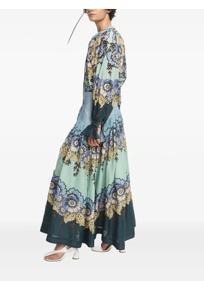 ALEMAIS Madalena floral-print tiered maxi skirt - Blue