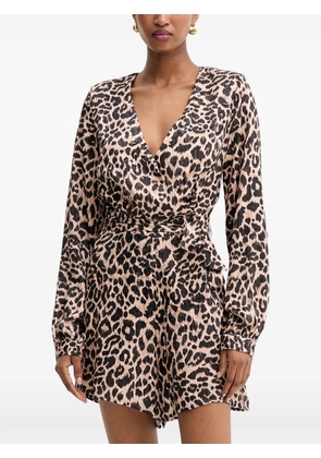 GUESS USA V-neck animal print all in one - Neutrals