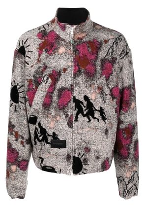 4SDESIGNS abstract-print zip-up jacket - Grey