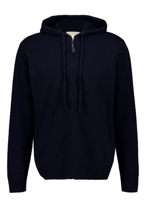 120% Lino zip knitted hoodie - Blue