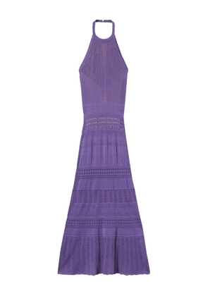 TWINSET pointelle-knit halterneck dress - Purple