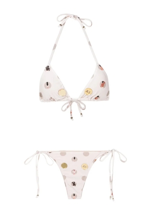 Amir Slama graphic-print halterneck two-piece bikini - Neutrals