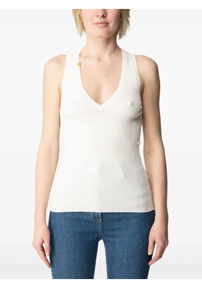 Elisabetta Franchi ribbed V-neck top - Neutrals