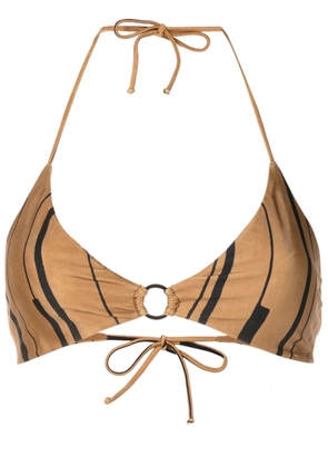 Lenny Niemeyer striped triangle bikini top - Brown