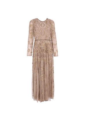 Mac Duggal long-sleeve embellished dress - Neutrals