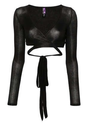 Maison Close La Femme Amazone ribbed wrap blouse - Black