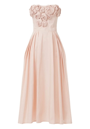 Elisabetta Franchi rose-appliqué gabardine midi dress - Pink