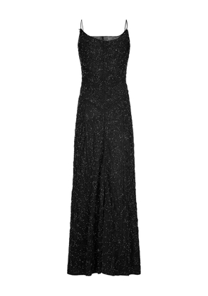 Rabanne thin straps pearl embroidery dress - Black