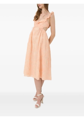 For Love And Lemons ruffled cut-out midi dress - Orange