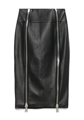 MITILIANE COUTURE leather zip-up midi skirt - Black