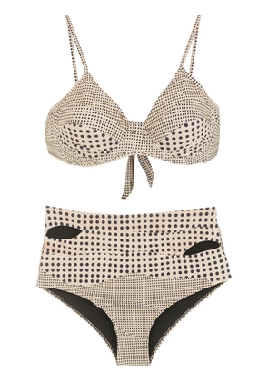 Amir Slama polka-dot print high-rise bikini - Neutrals