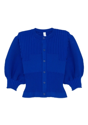 CFCL Fluted ribbed puff-sleeve cardigan - Blue