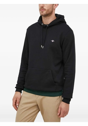 Gant Shield logo-embroidery hoodie - Black