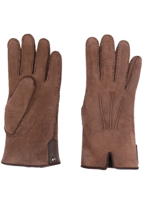 Canali seam-detail suede gloves - Brown