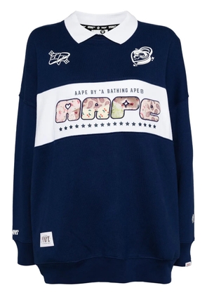 A BATHING APE® logo-embellished polo sweatshirt - Blue