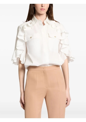 Elie Saab embellished ruffle shirt - White