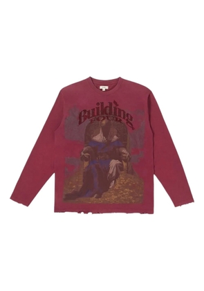 BLDG4 rhinestone graphic long-sleeve T-shirt - Red