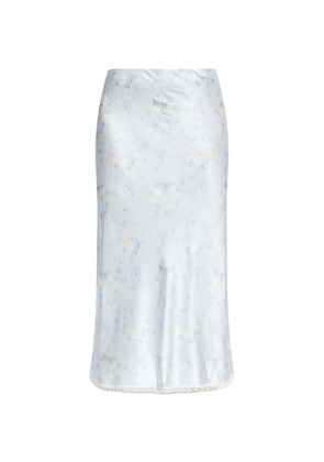 LoveShackFancy Kalo floral-print lace maxi skirt - Blue