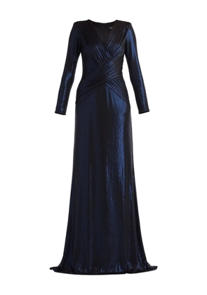 Tadashi Shoji long-sleeve V-neck maxi dress - Blue