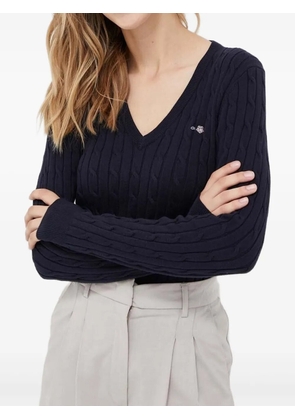 Gant cable-knit V-neck sweater - Blue