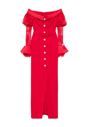 SILK LOVE & LACE off-shoulder dress - Red