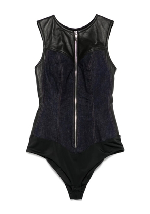 MITILIANE COUTURE leather-insert denim bodysuit - Blue