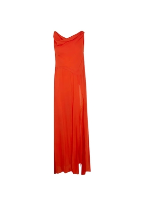 Blumarine cowl-neck slit maxi dress - Orange