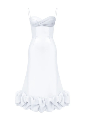 POST MERIDIEM draped-bodice flounced bustier dress - White