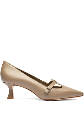 Sarah Chofakian 45mm pointed-toe button pumps - Brown