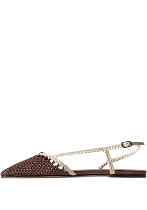 Hereu Rondaia wov-leather slingback flat pumps - Brown