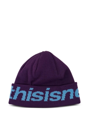 This Is Never That logo-intarsia beanie hat - Purple