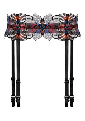 Zhilyova Laia floral embroidered garter belt - Blue